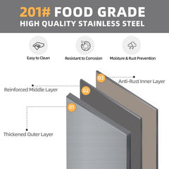 AECOJOY Stainless Steel Kitchen Cabinets, 57"x19.7" Commercial Worktable with Extend Panel & Adjustable Shelf