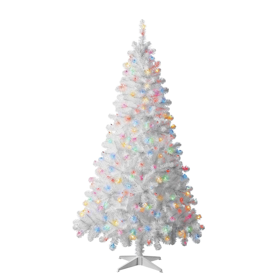 Holiday Time Pre-Lit Madison Pine White Artificial Christmas Tree Multicolor Incandescent Lights 6.5