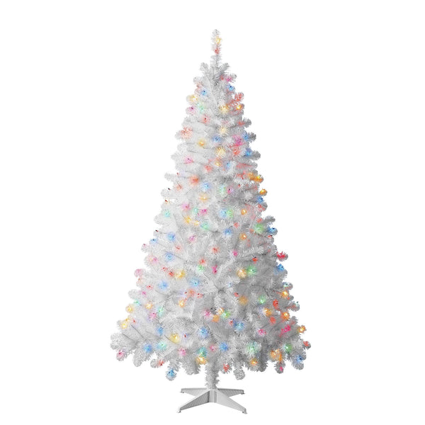 Holiday Time Pre-Lit Madison Pine White Artificial Christmas Tree Multicolor Incandescent Lights 6.5