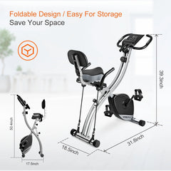 Wonder Maxi Foldable Exercise Bike for Home Magnetic Stationary Bike Indoor Cycling Upright Bicycle Indoor Cycle Recumbent Exercise Bike with Arm Resistance Bands