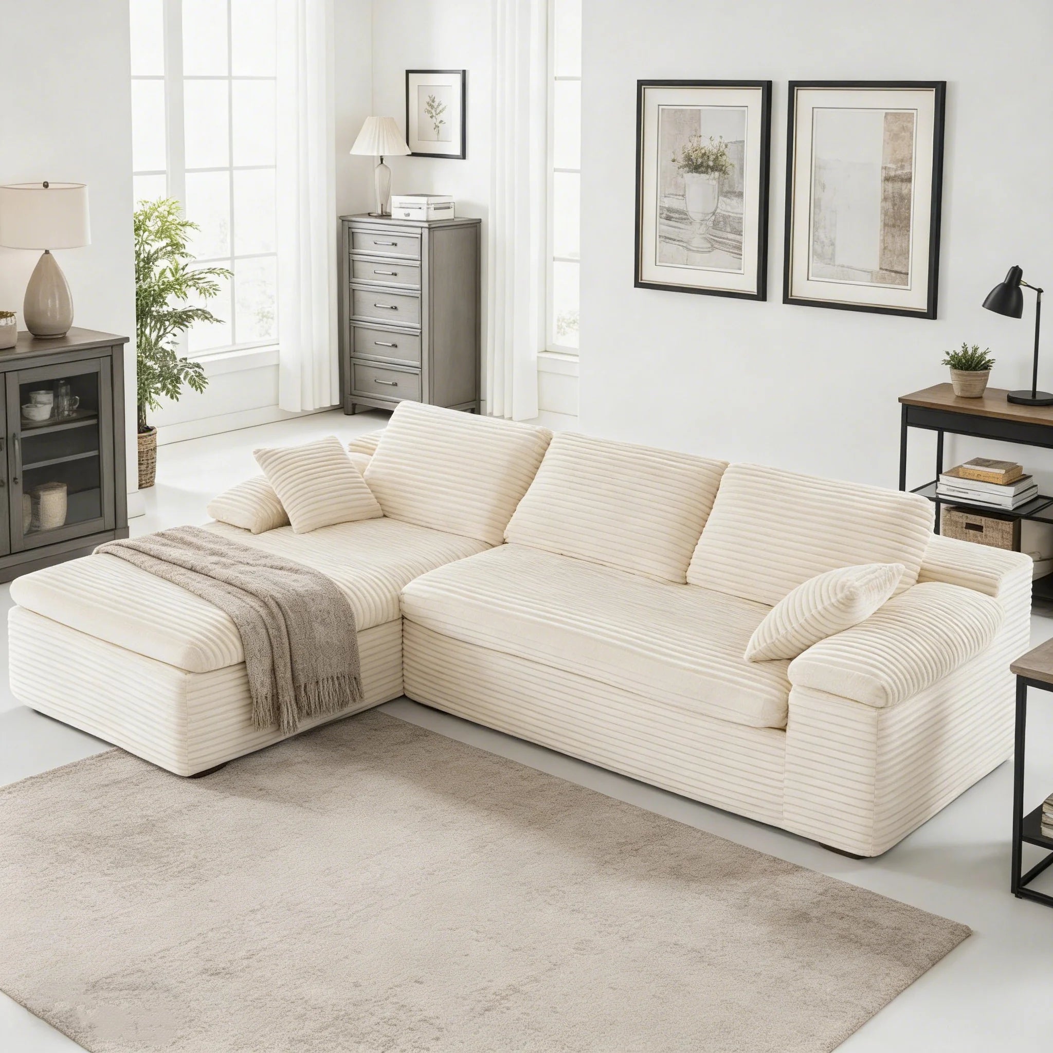 AECOJOY 110" L Shaped Modular Sectional Sofa for Living Room, Cloud Boneless Couch