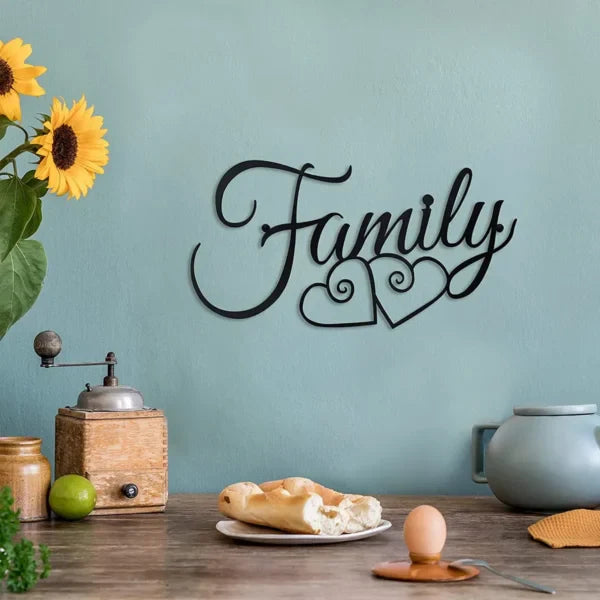 Family Wall Sign Metal Family Wall Decor Black Family Word Wall Art