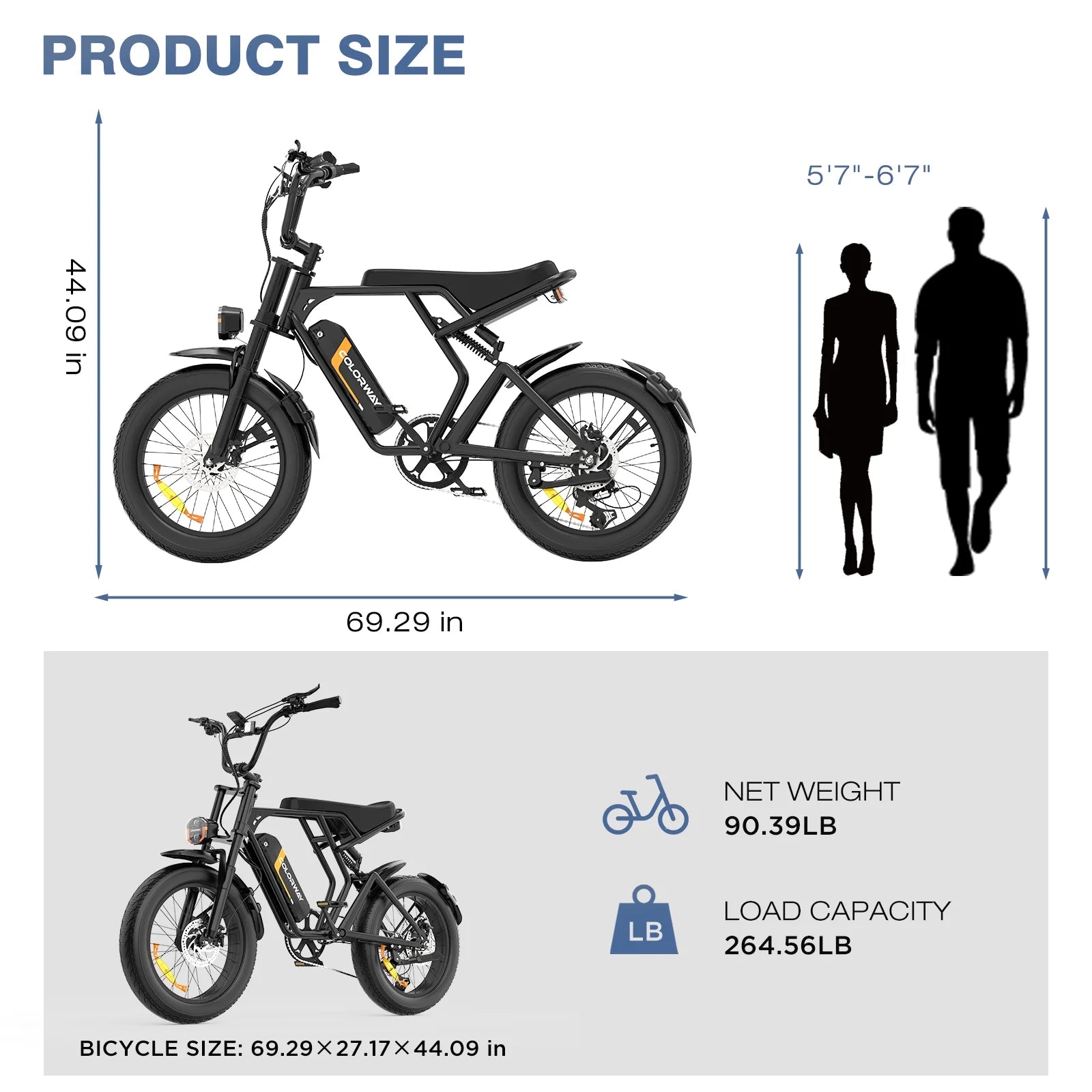 COLORWAY 750W 20"x4.0 Fat Tire Electric Bike, 48V 15ah Battery, Off - Road E - Bike for Adults, UL2849 Certified