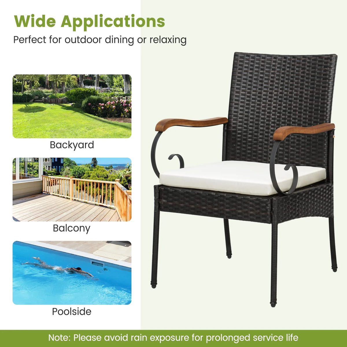 Tangkula 5-Piece Outdoor Dining Set with Acacia Wood Table & 4 Wicker Rattan Armrest Chairs