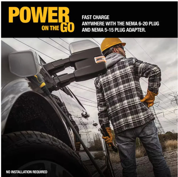 DEWALT Level - 2 Portable Electric Vehicle EV Charger up to 16 Amps, 120 - 240 - Volt AC 3.8 KW, 25 Ft. Cable, Weatherproof