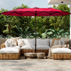 AECOJOY 15x9ft Double-Sided Patio Umbrella, Red