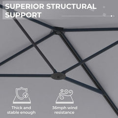 AECOJOY 10ft Cantilever Patio Umbrella, Large Rectangle Umbrella 180° Rotation Offset, Grey