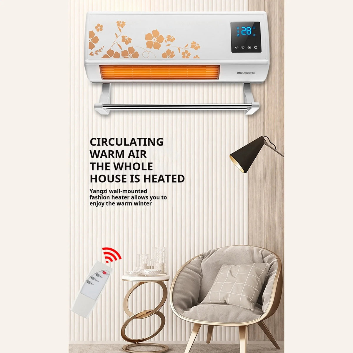 FYHALE 8, 000 Btu 115V Wall - Mounted Air Conditioner with Remote Control (Heating and Cooling)