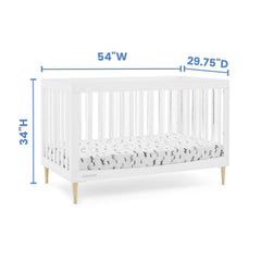 Delta Children Austin Acrylic 4 - in - 1 Convertible Baby Crib - Greenguard Gold Certified. Bianca White/Natural