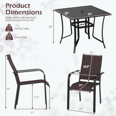 Tangkula 5 Pieces Patio Dining Set for 4 with Umbrella Hole