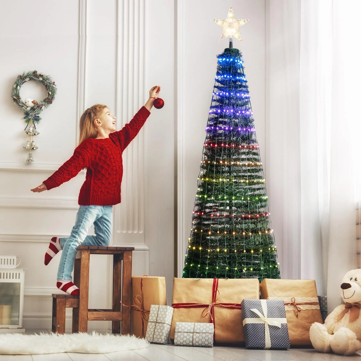 Tangkula 6.2FT Pop-Up  Christmas Tree with 282 LED Lights
