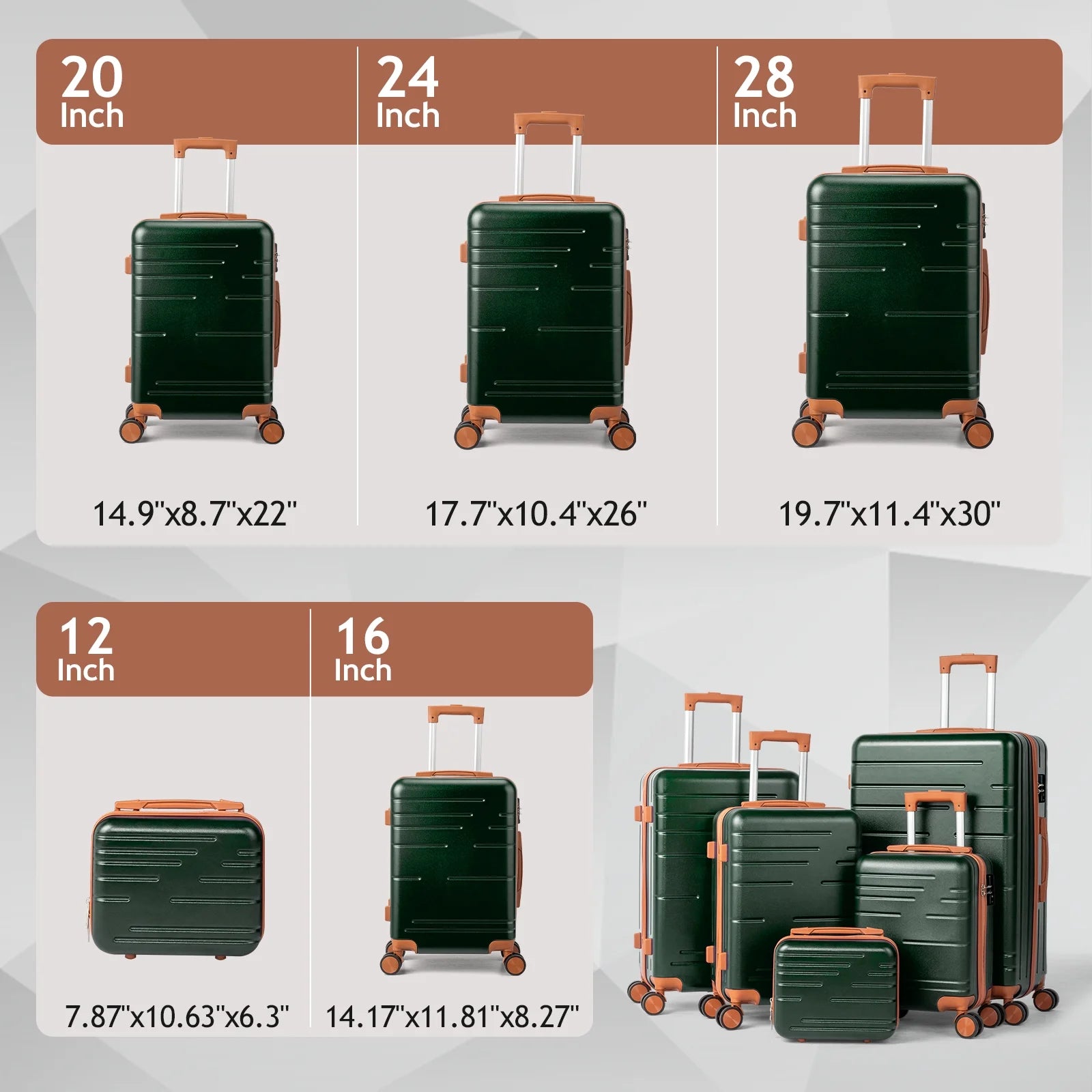 Zimtown Luggage 3 Piece Set Suitcase ABS Hardside Lightweight with TSA Lock Spinner Wheels, Beige