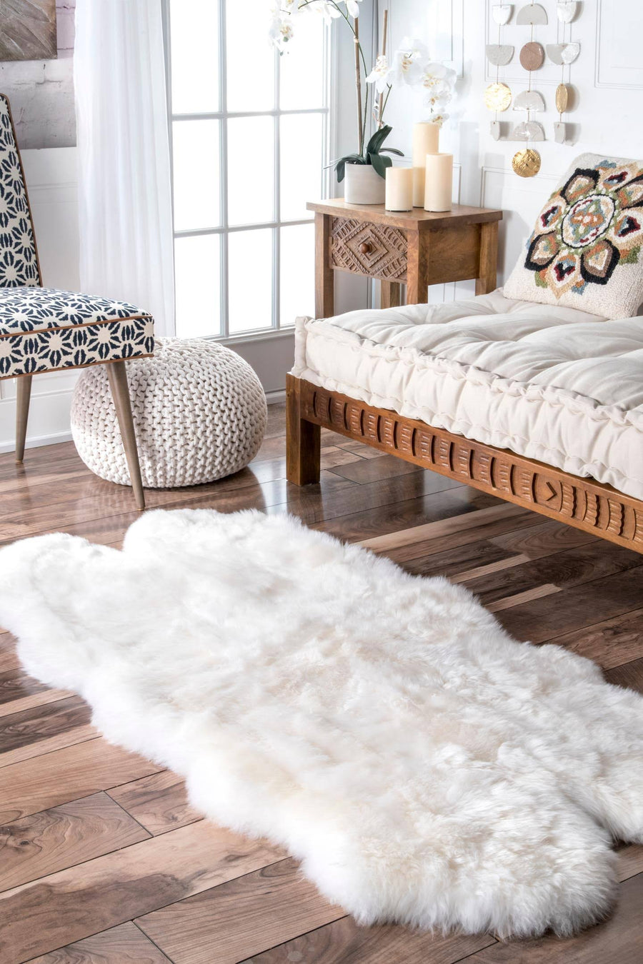 nuLOOM Hand-Made Quarto Luxe Sheepskin Area Rug, Off-White