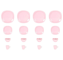 Stoneware Square 16pc Dinnerware Set, Matte Rosé