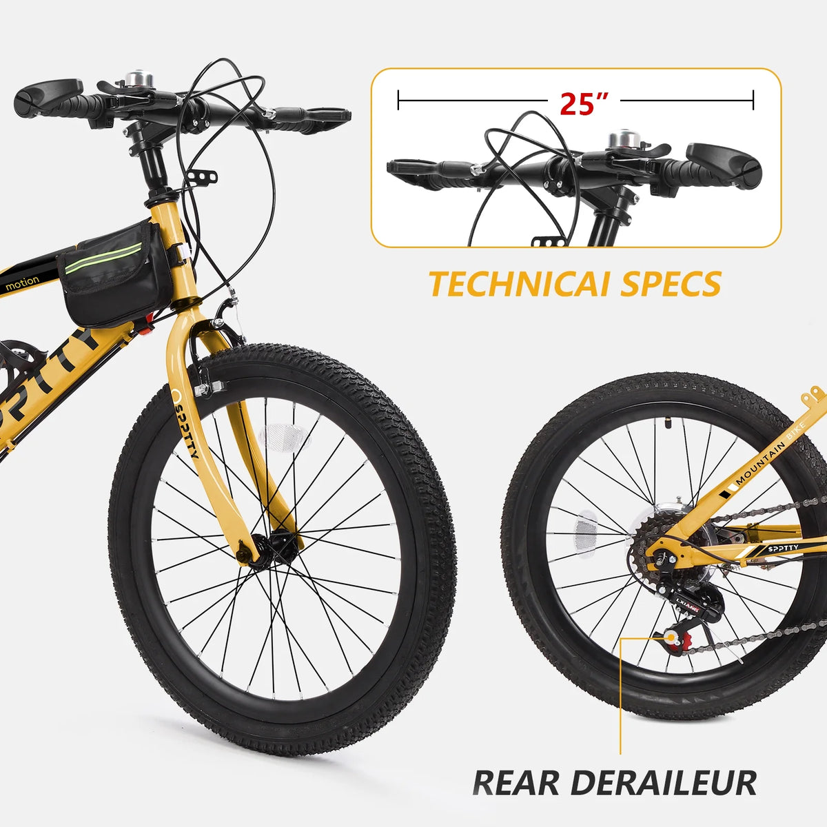 SPPTTY 20 - 24 in Bike, 6 - Speed Mountain Bike for Men Women Boys Girls, Comfort Saddle, Blue