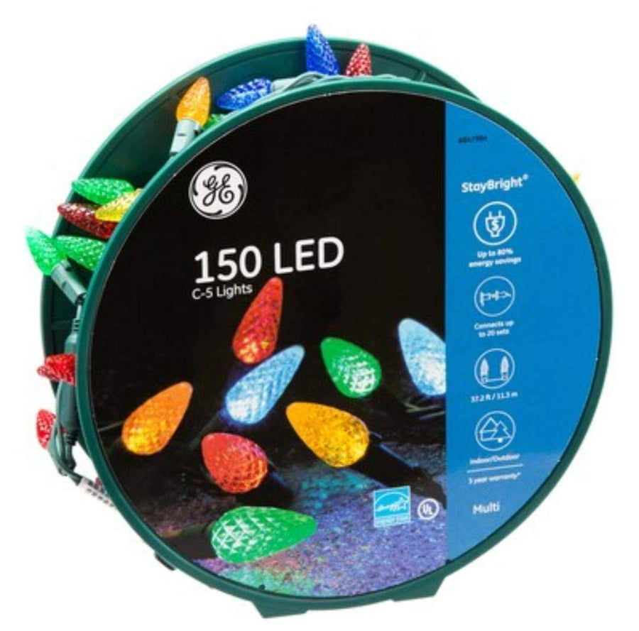 GE Staybright LED C5 Multi-Color Christmas Lights 150 Count