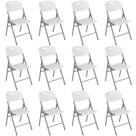 4/8/12 Pack HDPE Plastic Folding Chairs, Waiting Room Chairs with Metal Frame, Portable Banquet Chairs, Vinyl Stackable Party Chairs