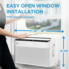 8,000 BTU U-Shaped Smart Inverter Air Conditioner C Cools up to 350 Sq. Ft., Ultra Quiet with Open Window Flexibility, Compatible with Alexa, 35% Energy Savings, Remote Control (Renewed)