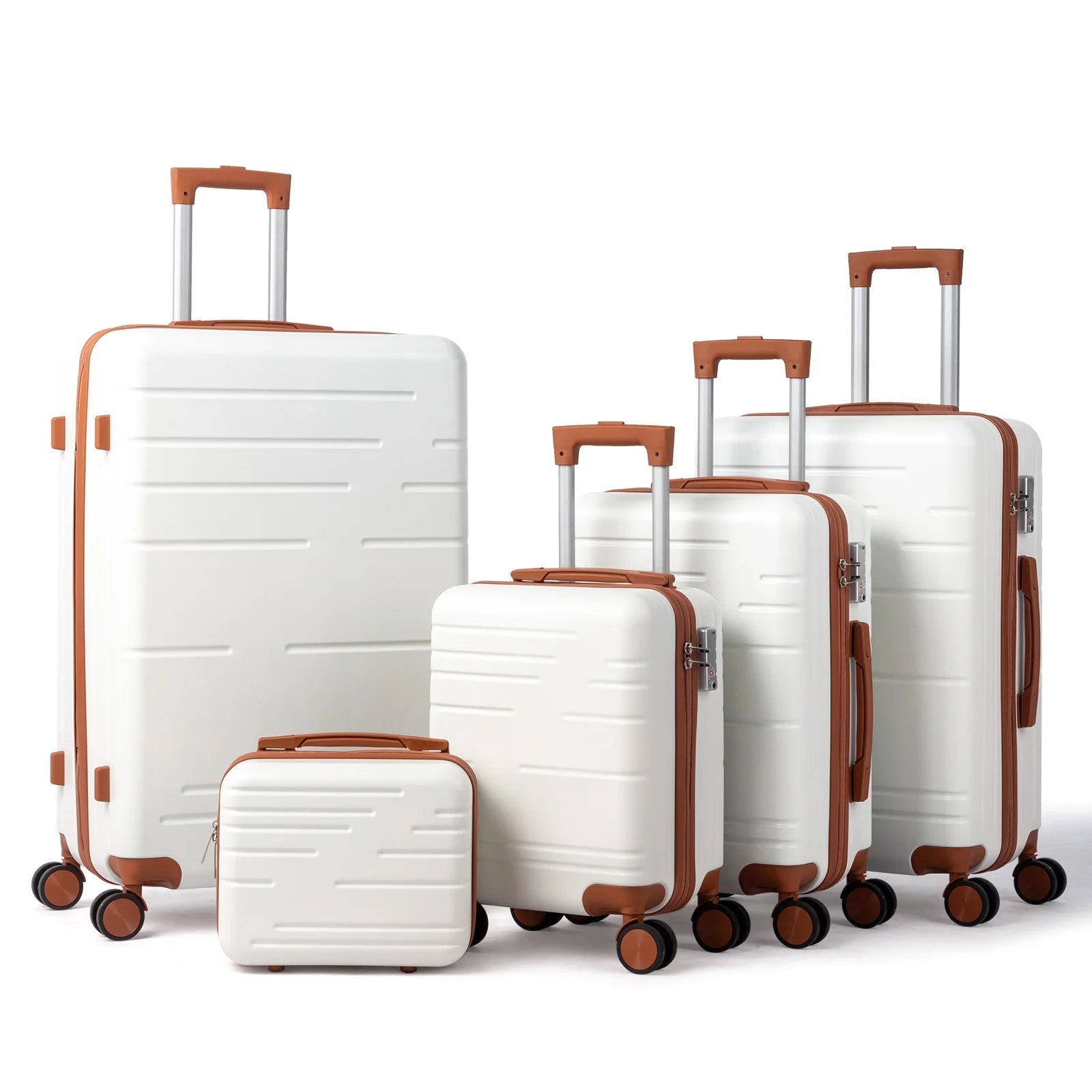 Zimtown Luggage 3 Piece Set Suitcase ABS Hardside Lightweight with TSA Lock Spinner Wheels, Beige