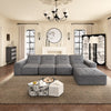 144" Oversized Modular Sectional Sofa, Deep Seat Chenille Cloud Couch with Chaise, L - Shaped Sparkling 5 Seat Sofa Couch for Living Room, Black