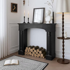EPICOZY 43.3" Fireplace Mantel, Freestanding Fireplace Surround with Leg for Electric Fireplaces, MDF Mantel Surround with Shelf for Living Room with Decorative Pattern, Anti - Tipping & Waterproof