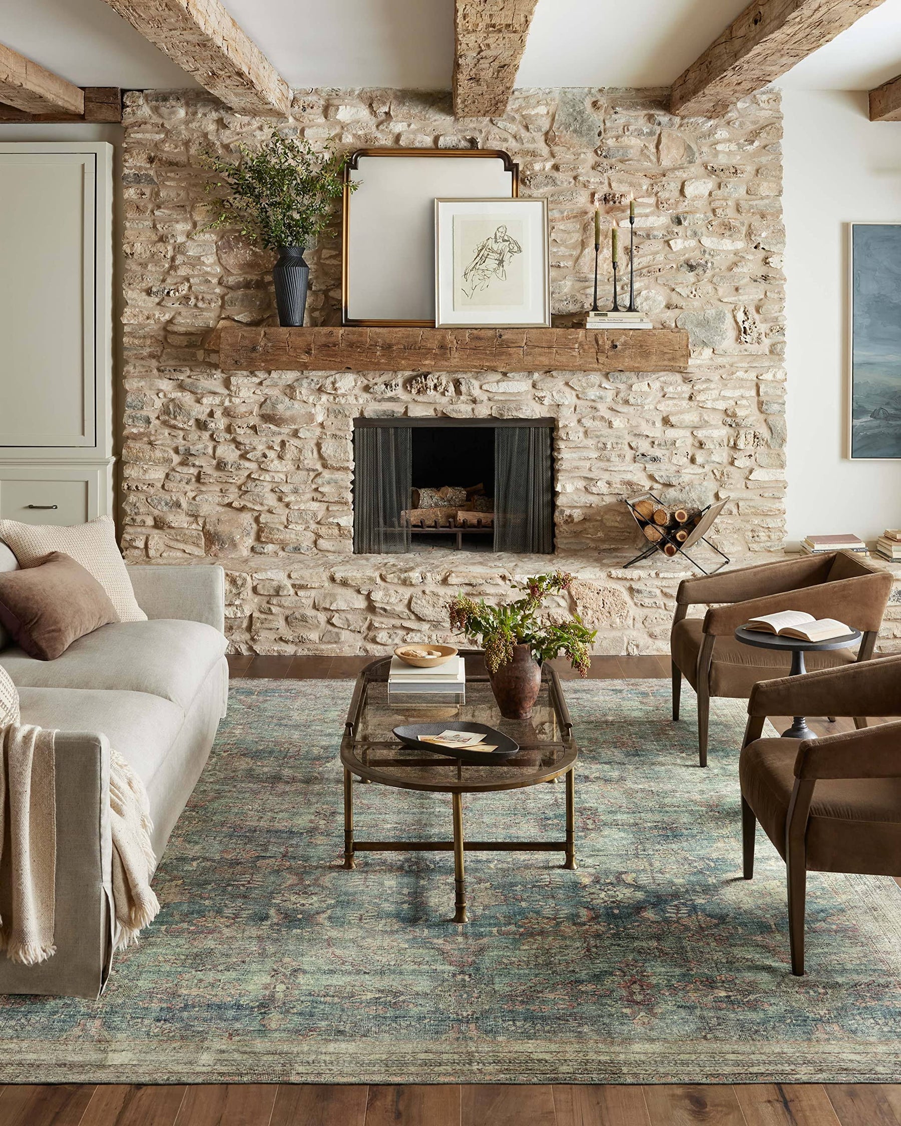 Magnolia Home by Joanna Gaines x Loloi Banks Ocean/Spice 5'-0" x 7'-6" Area Rug