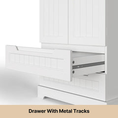 Aiho Storage Cabinet with 2 Doors & 2 Drawer, Pantry Cabinet for Kitchen, Studio, Living Room - White