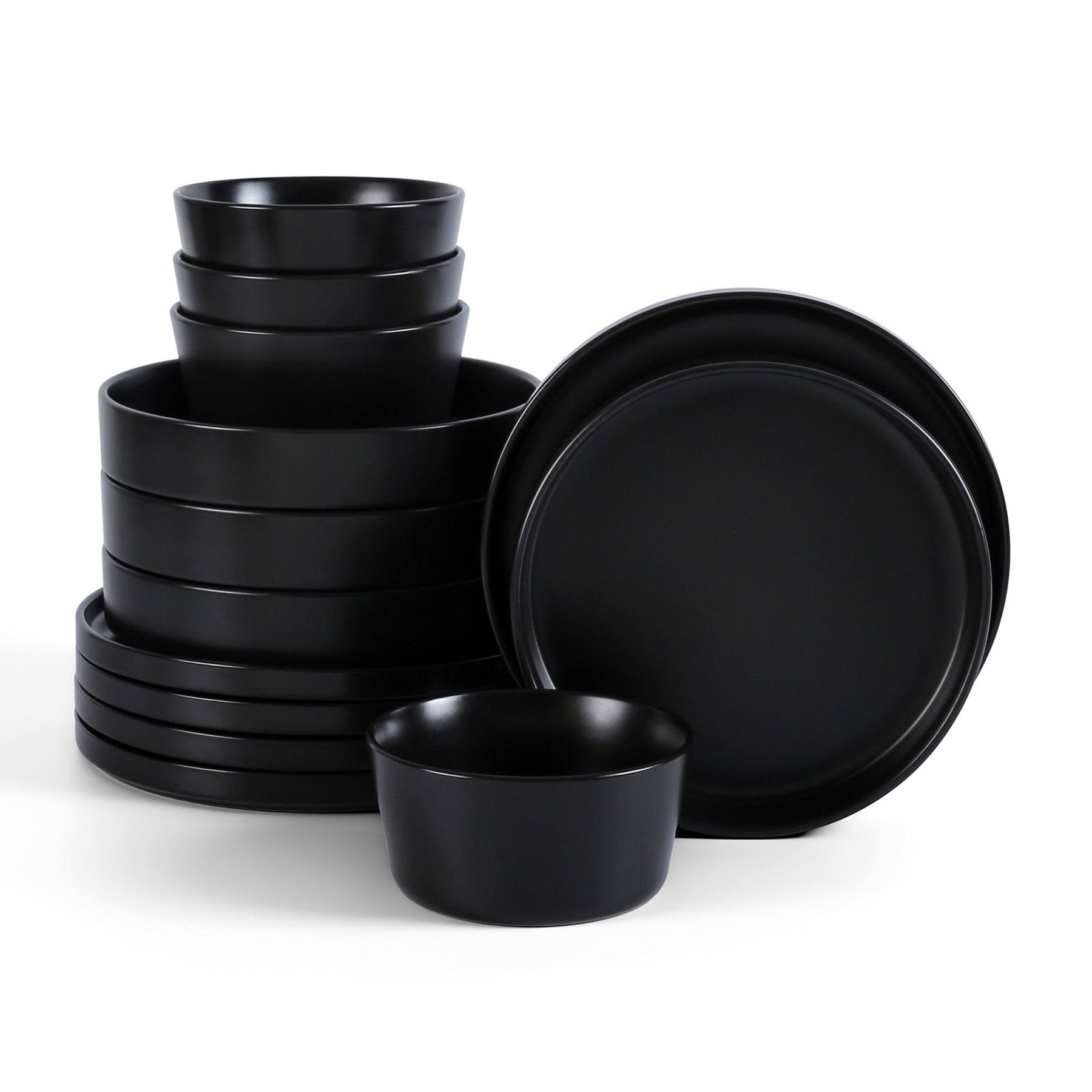 Stone + Lain Celina Stoneware Black Dinnerware Set | 12-Piece 4