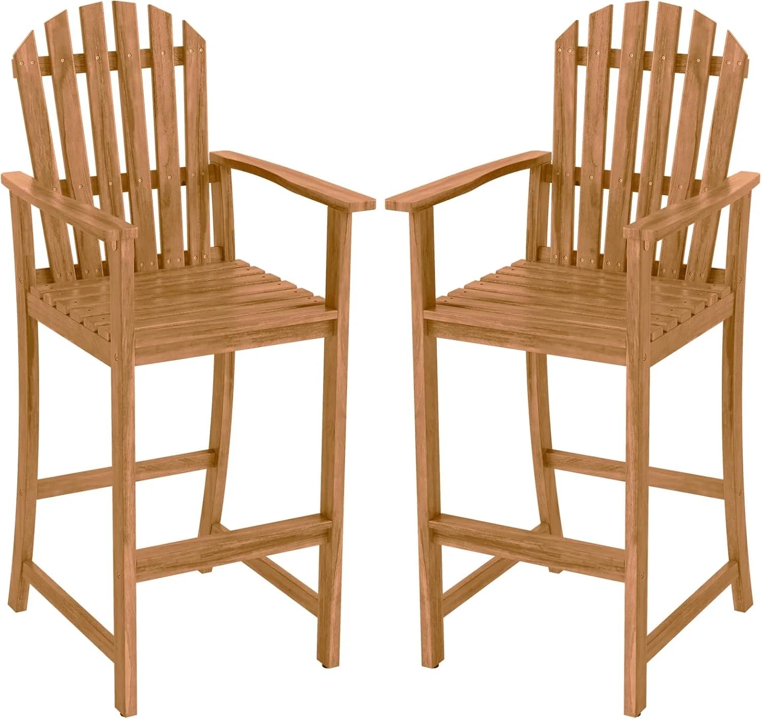 Tangkula Tall Adirondack Chair | Outdoor Acacia Wood Bar Stool with Back