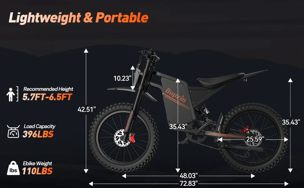 Electric Dirt Bike for Adults, 60V 35ah, 3000W 45 MPH & 37 - 68 Miles Electric Motorcycle, 25'' Fat Tire Off - Road Mountain Bike UL2849