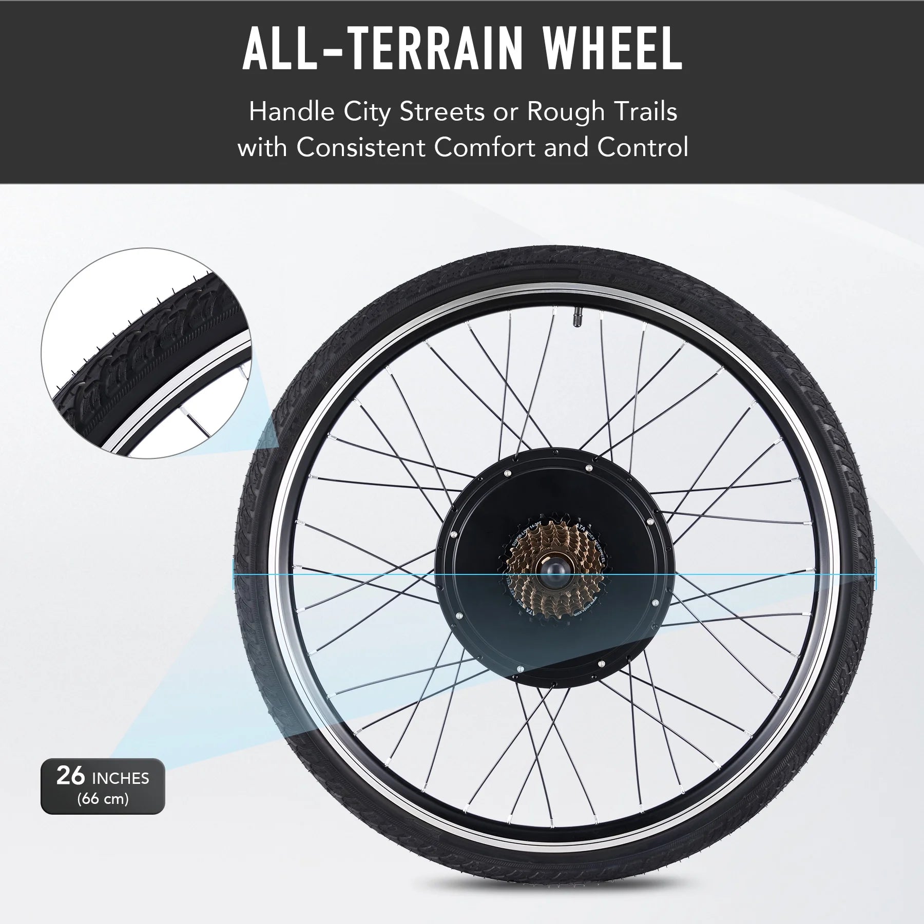 Viribus Electric Bike Conversion Kit 26" Rear Wheel 1000W Hub Motor LCD Ebike DIY Set