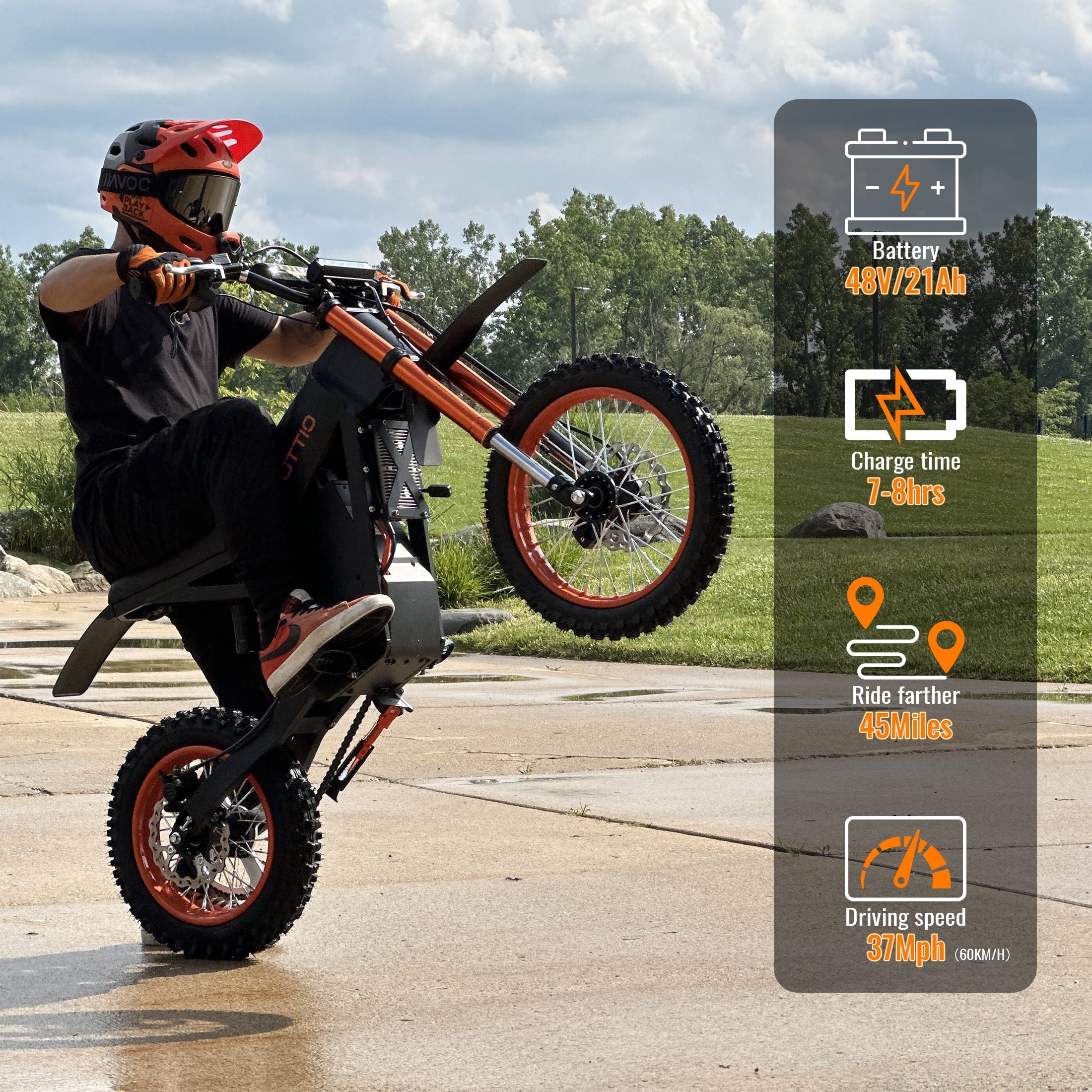 TUTTIO Soleil01 Electric Dirt Bike for Adults, 48V 21ah 200n.m, 2000W Motor, Max 37mph, Maximum Range 45 Miles, Dirt Bikes