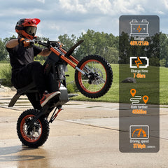 TUTTIO Soleil01 Electric Dirt Bike for Adults, 48V 21ah 200n.m, 2000W Motor, Max 37mph, Maximum Range 45 Miles, Dirt Bikes