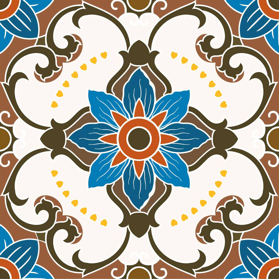 Poromoro Spanish Portuguese Azulejo Style Peel and Stick Backsplash Tile Stickers Set of 16 Pcs (5.9, 54)