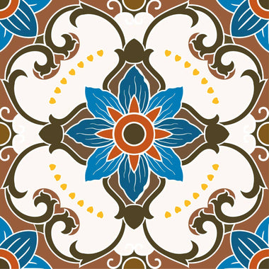 Poromoro Spanish Portuguese Azulejo Style Peel and Stick Backsplash Tile Stickers Set of 16 Pcs (5.9, 54)