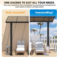 AECOJOY 12' x 10' Gazebo, Outdoor 10x12 Pergola Carport for Patio, Freestanding Lean to Hardtop Gazebo