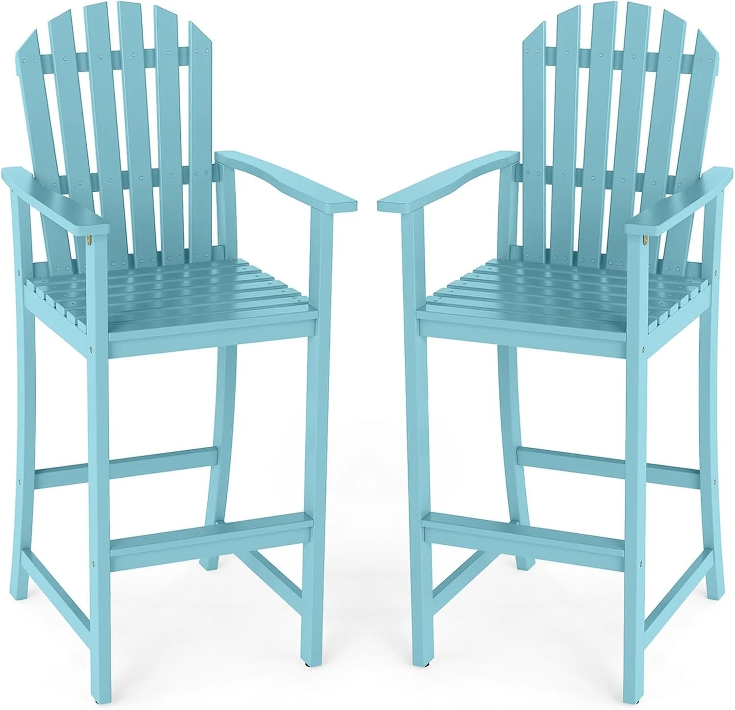Tangkula Tall Adirondack Chair | Outdoor Acacia Wood Bar Stool with Back