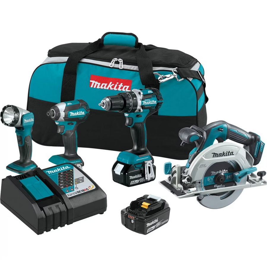 Makita 18V LXT Lithium - Ion 4 - Pc. Combo Kit (5.0ah)
