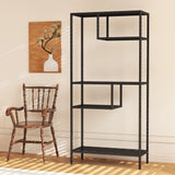 Modern Storage Shelf with 4 Compartments & Metal Legs, Freestanding Organizer, Book Shelves Display Shelves for Living Room, Bedroom, Home Office