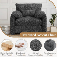 AECOJOY Oversized Armchair, Chenille Mid Century Accent Chair, Comfy Upholstered Single Sofa, Extra Wide Reading Chairs