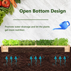 Natural Raised Garden Bed Elevated Planter Box with Open Bottom, 97”L x 25.5”W x 10”H Wooden Growing Bed for Garden Patio Yard