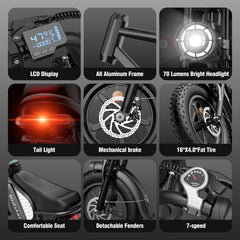 1500W MTB Electric Bicycle 48V 20ah Removable Battery E - Bike，electric Bike for Adults 20" Fat Tire Electric Motorcycle, Shimano 7 Speed Full Suspension Mountain Bike UL2849