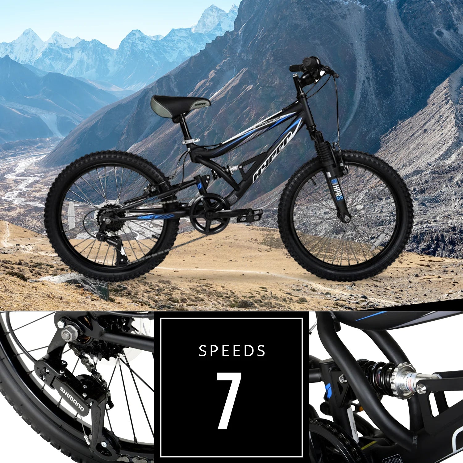 Bicycles 20" Boys Shocker Mountain Bike, Kids, Black