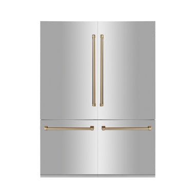 ZLINE 60" Autograph Edition 32.2 Cu. ft. 4-Door French Door Refrigerator, Internal Water, Ice Dispenser in Stainless Steel, Champagne Bronze Accents