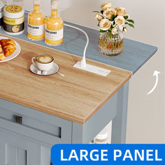 Uforic Kitchen Island Cart with Power Outlets, Kitchen Storage Trolley Cart with Storage Shelves & Drawers, Off - White