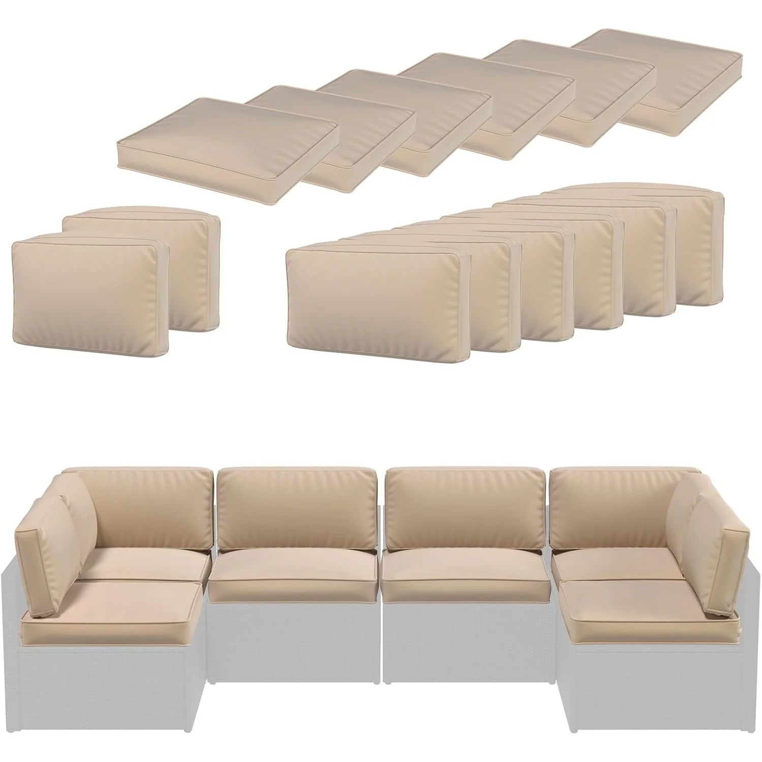 AECOJOY Outdoor Cushions for Patio Furniture 14PCS Outdoor Cushion Covers Replacement Washable with Zipper