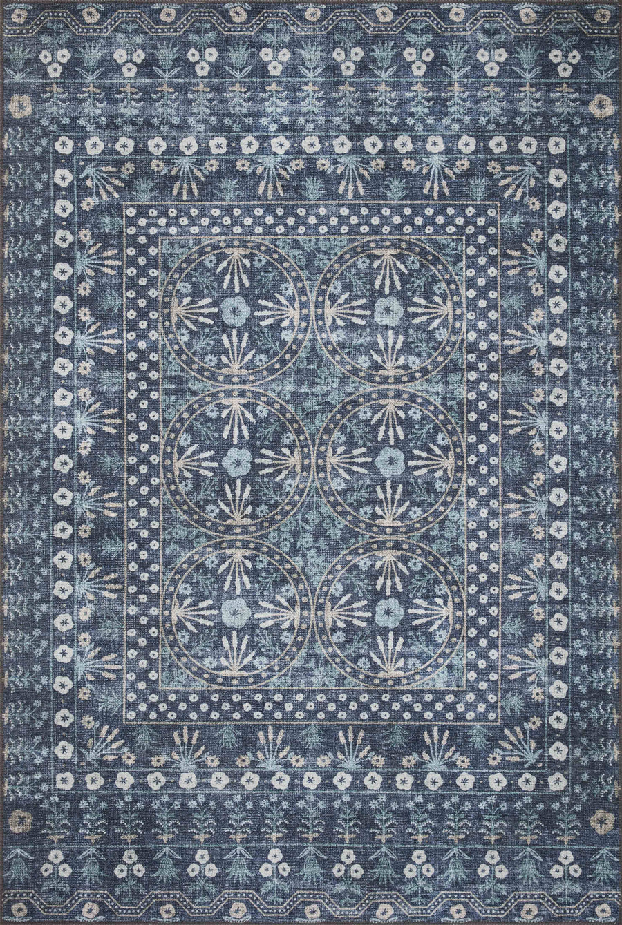 Rifle Paper Co. x Loloi Maison Collection MAO-03 Rosette Blue 18" x 18" Sample Rug