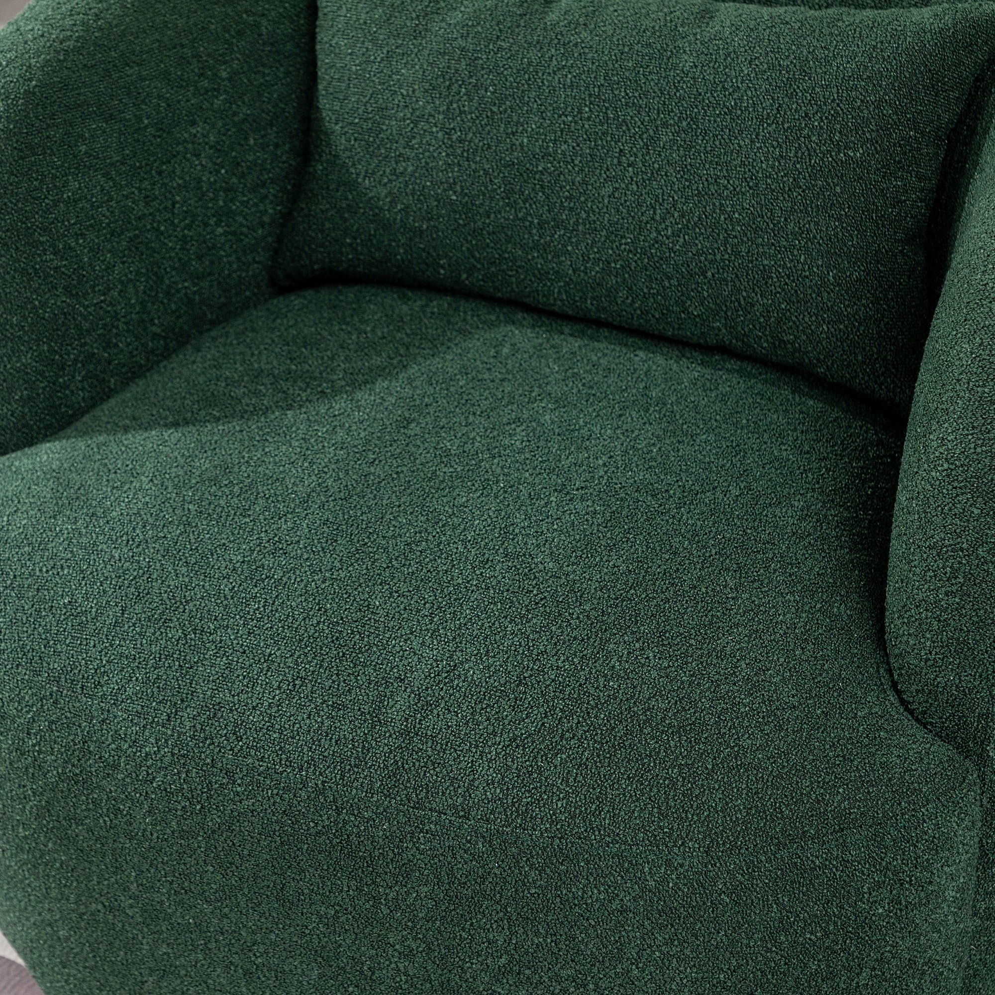 34" Wide Boucle Swivel Barrel Chair, No Assembly Round Upholstered Armchair Accent Chair Single Sofa Chair with Toss Pillow for Living Room and Bedroom, Taupe