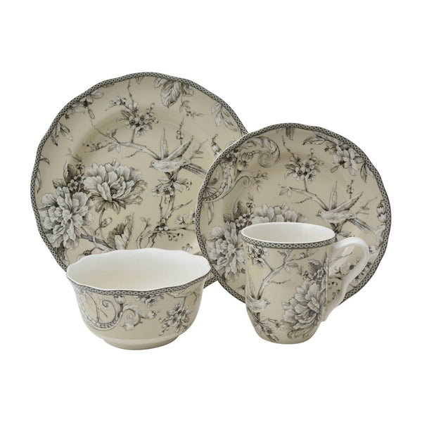 222 Fifth Adelaide Antique White 16 Piece Dinnerware Set