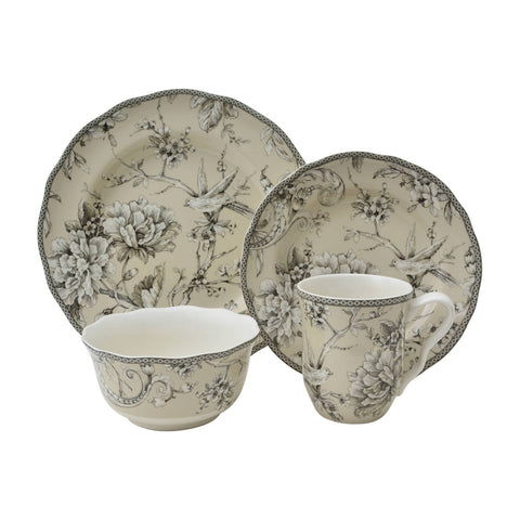 222 Fifth Adelaide Antique White 16 Piece Dinnerware Set